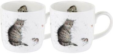 Portmeirion Wrendale Designs Bone China Mug Set of 2 Snowman and Kitten