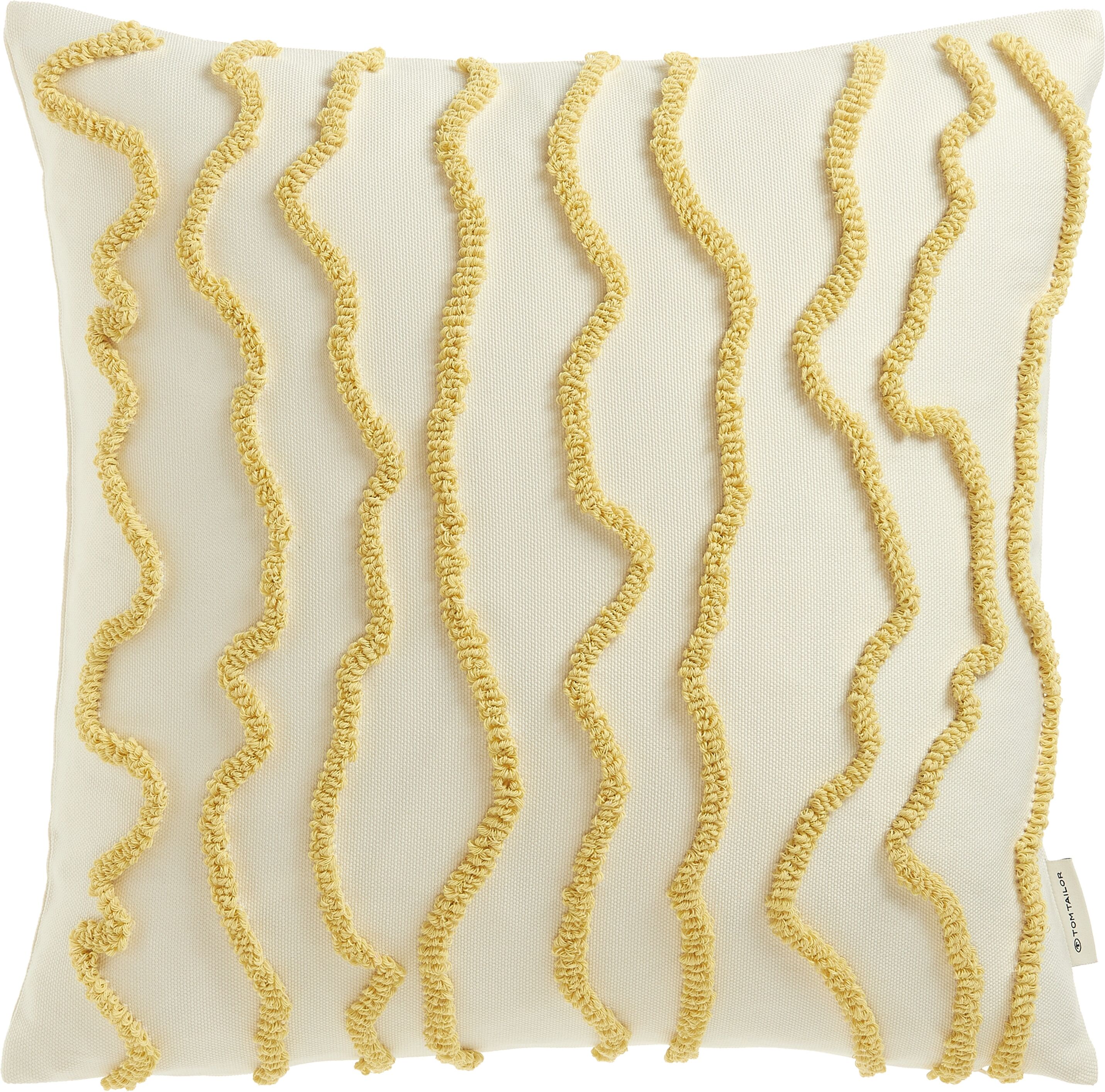 Dekokissen TOM TAILOR HOME "Wavy", gelb (zitrone, gemustert), B:45cm L:45cm, Mischgewebe, Dekokissen_Sitzkissen_Kissenhüllen, Dekokissen, bestickt, mit hohem Baumwollanteil zitrone, gemustert B/L: 45cm x 45cm, 1 Stk.