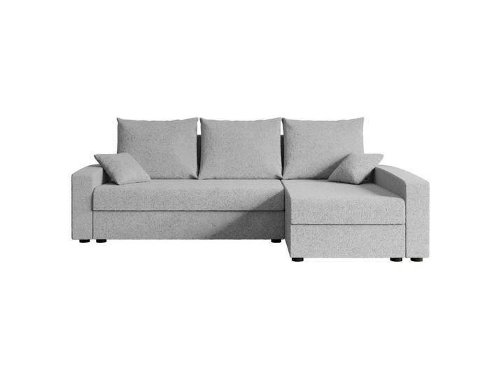 ECKSOFA mit Schlaffunktion und Bettkasten ALESIA-L 231x140x90 cm Grau Bouclé