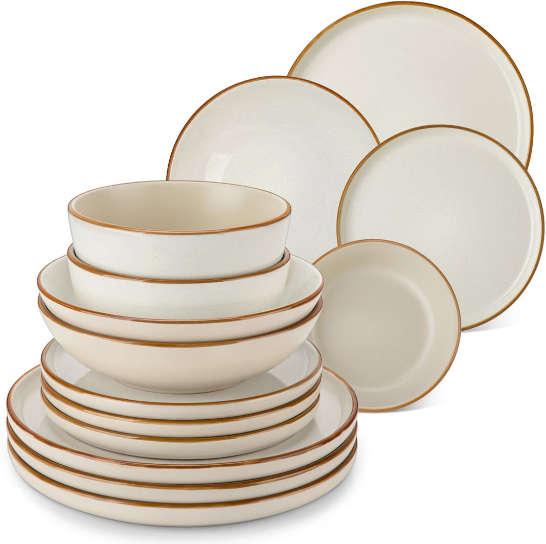 Vancasso RENIOO Stoneware Dinnerware Set 16 Piece - Service for 4 Beige 16