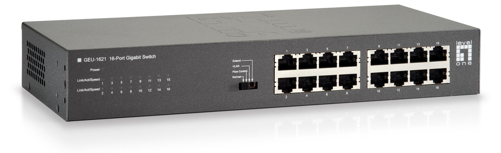 Level One GEU-1621 GB Switch 16-Port + 4-Mode Dip 19 inch 1Gbps