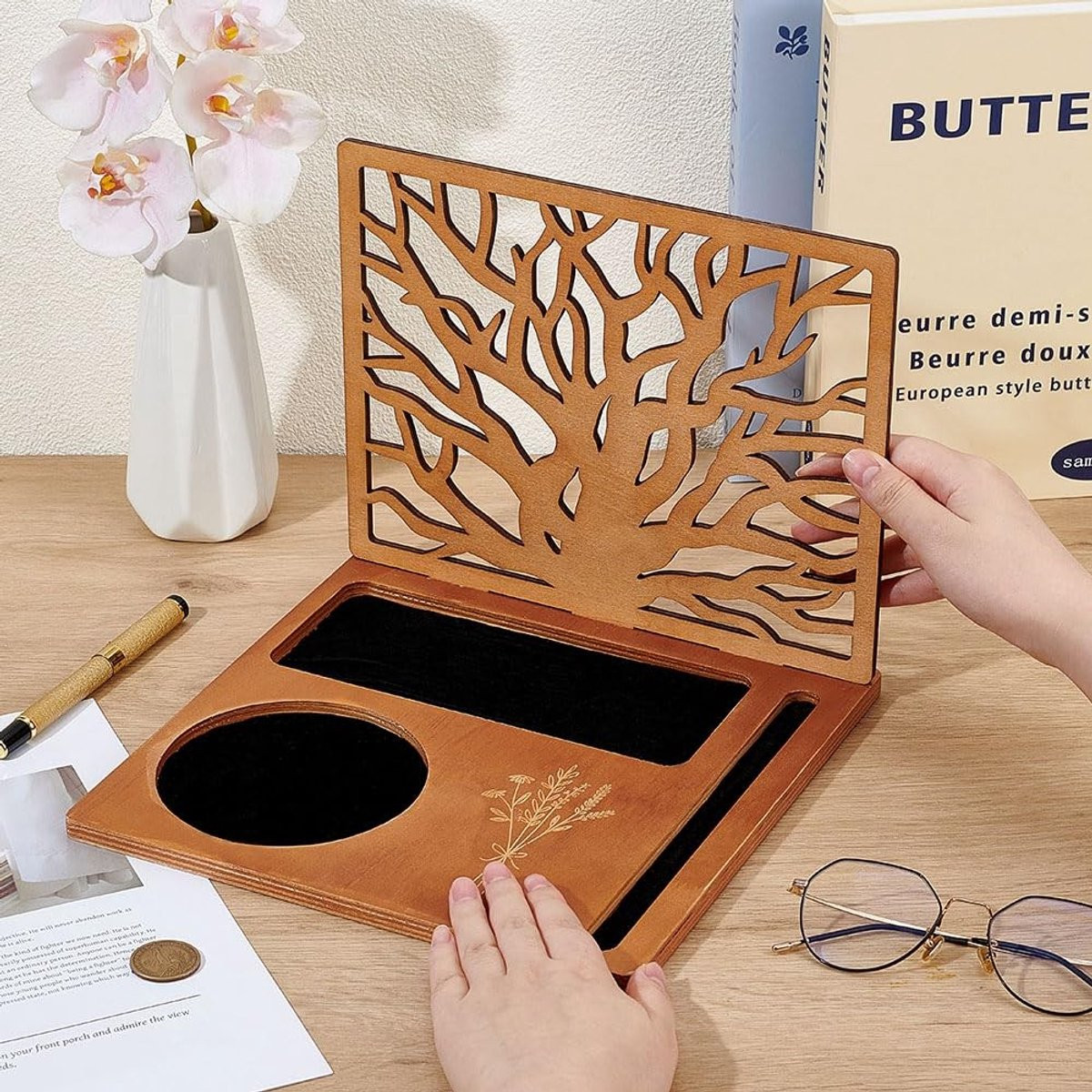 Omgoods - Multifunctionele Houten Boekensteun met Organizer