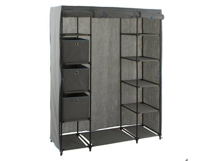 Armoire penderie 3 boîtes tissu gris anthracite - 5five