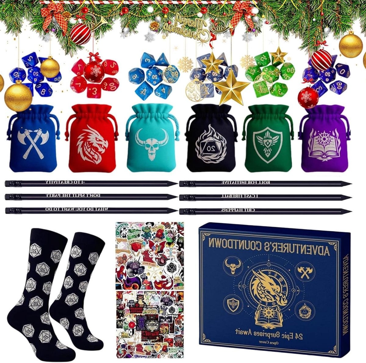 Kalender Advent Vakantie Countdown met dagelijkse activiteiten en diverse accessoires, Breedte: 33,5 cm