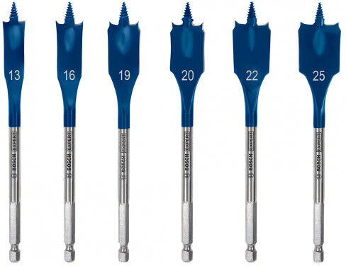 Bosch Coffret de 6 meches plates EXPERT Self Cut Speed, 13/16/19/20/22/25 mm 2608900333