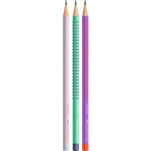Faber-Castell Bleistift Grip 2001 Flow Edition, Härte B, mit Grip-Zone, 3 Stück