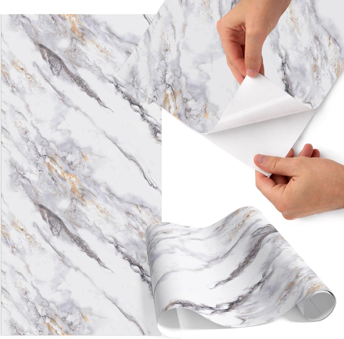 Decoratiefolie Marmer Grijs - Waterbestendige Plakfolie voor Meubels - 75 x 150 cm