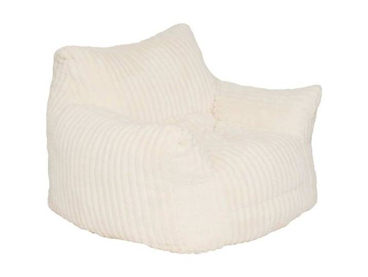 Atmosphera Fauteuil XL Muzi Velours Côtelé Blanc Pouf Assise XXL Confort Moelleux Salon Chambre Coin Lecture
