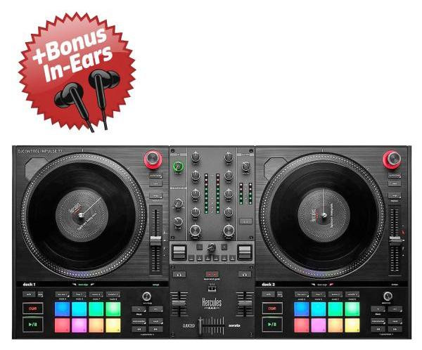 Hercules DJ Inpulse T-7 DJ-controller met bonus in-ear hoofdtelefoon