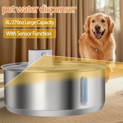 Inspired Finds HydraFlow 8L Stainless Steel Automatic Pet Water Fountain fountain 7 Filters