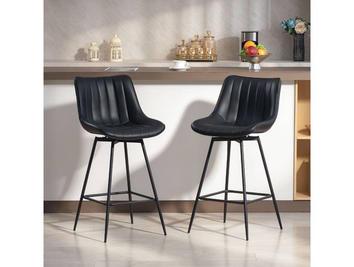 HOMCOM Tabourets de Bar Pivotants 360° Cuir Synthétique Noir
