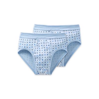 Slip SCHIESSER "Essentials", Herren, Gr. 6, Feinripp, blau (802, blau), Feinripp, Obermaterial: 100% Baumwolle, körpernah, Unterhosen Slip, mit Eingriff, Feinripp-Qualität, Softbund, kariert, Baumwolle
