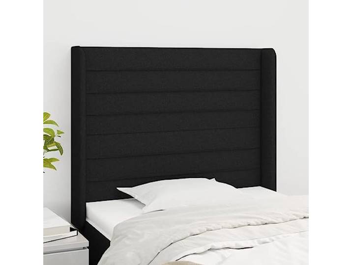 KTHLBRH Kopfteil mit schwarzem Ohr, aus klassischem Stoff, elegantes Design, für Bettgestell 103 x 16 x 118/128 cm, robustes Material, atmungsaktive Beine aus Massivholz, stabile Beine