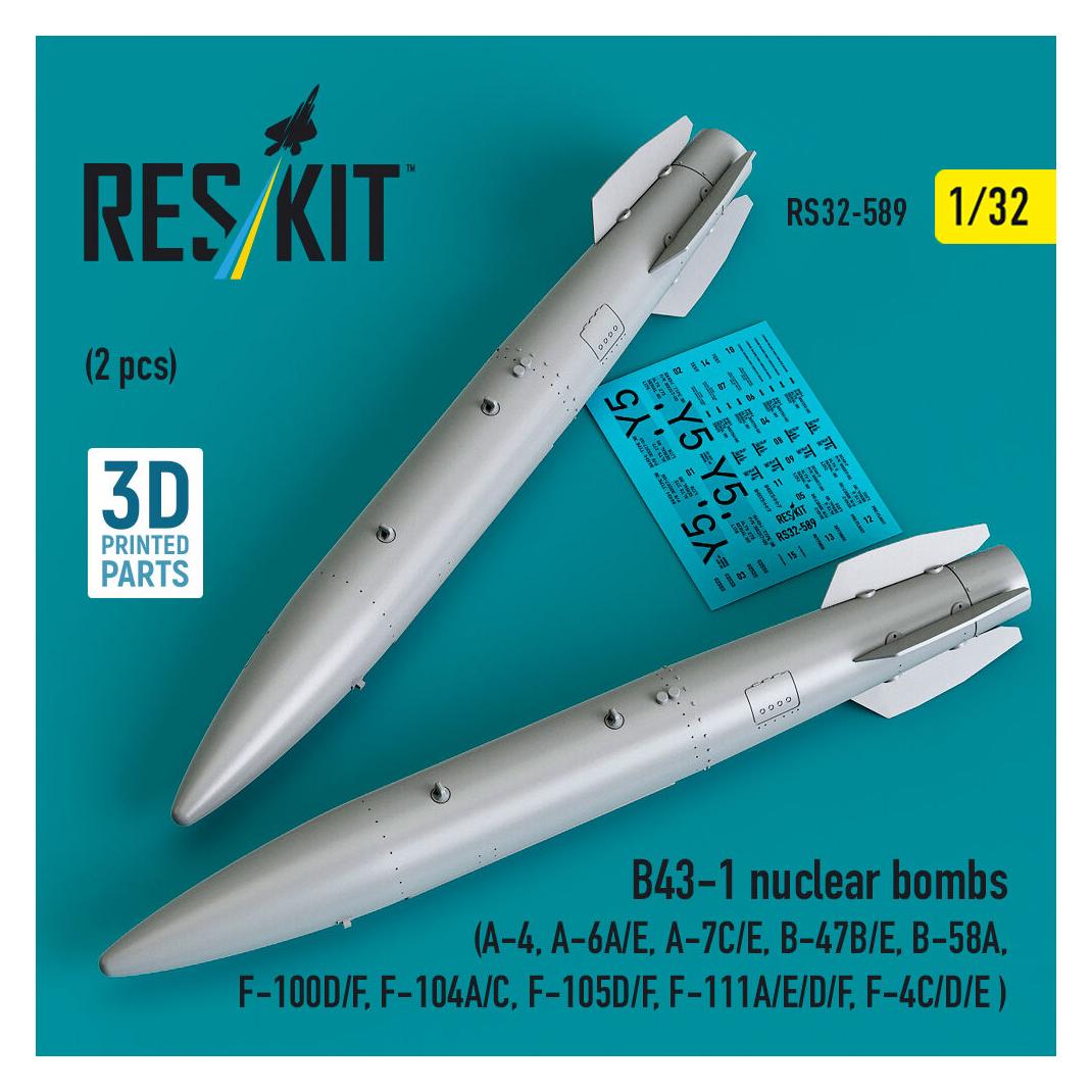 ResKit B43-1 nuclear bombs (2 pcs) (A-4, A-6A/E, A-7C/E, B-47B/E, B-58A, F-100D/F, F-104A/C, F-105D/F, F-11 (RS32-0589)