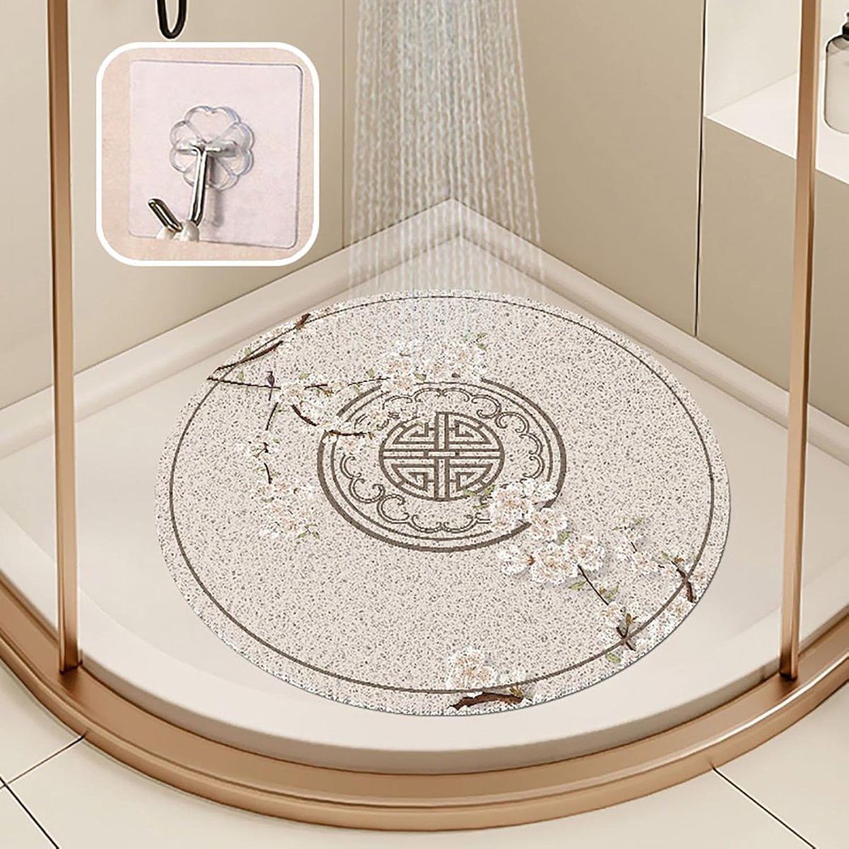 Grijs Ronde Antislip Douchemat met Hoge Waterdoorlatendheid - 60 x 60 cm