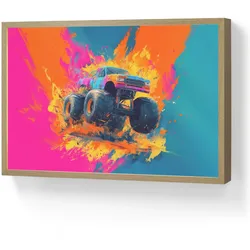 NACHTTISCHLAMPE MIT AKKU Monstertruck - Abstrakt - Farbspritzer - Farbenfroh 60x40 cm