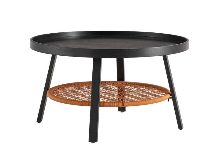 Table basse Lousiko Ø 80cm Noir/Chêne noir