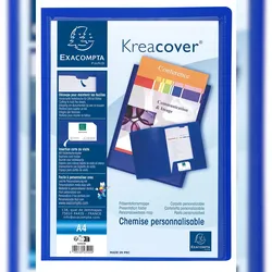 Exacompta 43502E 30x Präsentationsmappe aus PP 400μ, für Format DIN A4 - Kreacover - Blau