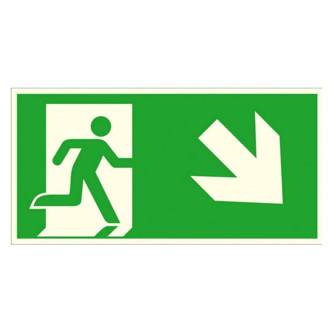 Wolk Fluchtwegschild Folie Notausgang rechts schräg abwärts SafetyMarking (38.A1067)