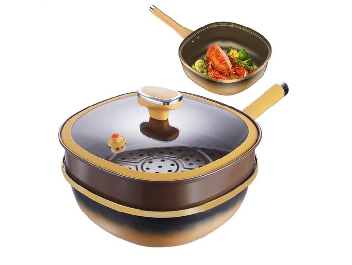 Poêle antiadhésive en alliage de titane, poêle Wok, poêle à Steak domestique, cuisinière à Induction, cuisinière à gaz, casserole de cuisine spéciale