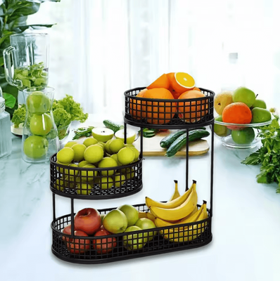 Inspire Curations Metal Wire Countertop Fruit Basket & Serving Stand black