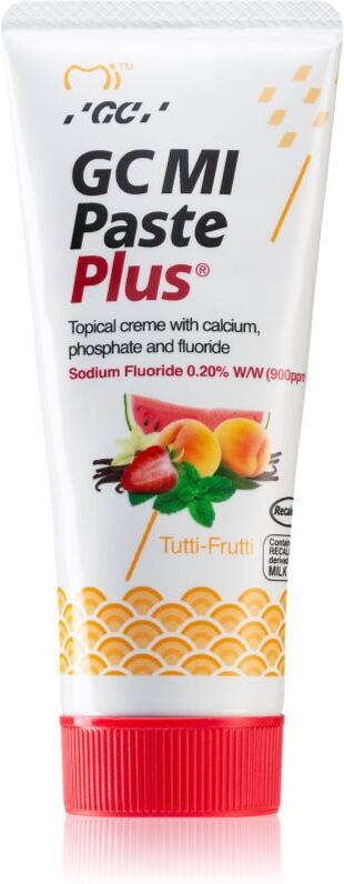 GC MI Paste Plus schützende remineralisierende Zahncreme für empfindliche Zähne mit Fluor Geschmack Tutti Frutti 35 ml