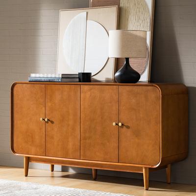 HULALA HOME Alee Mid-Century Modern 4-Door Sideboard With Adjustable Shelves and Cable Management Hole