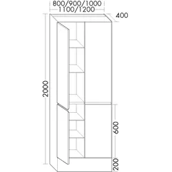 Burgbad Hochschrank rc40 2000x800x400 Eiche Hellgrau, SGJB080F4602 SGJB080F4602