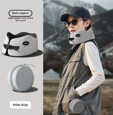 Inspire Essentials Memory Foam Travel Neck Pillow U Shaped Ergonomic Neck Pillow gray