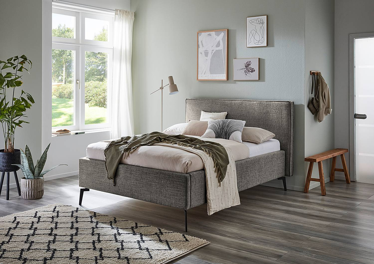 home24 Balkis Gestoffeerd bed met hoofdeinde zwart
