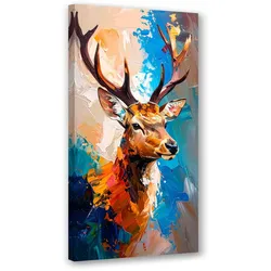 LEINWANDBILD Hirsch-Natur-Malerei-Imitation 40x80cm