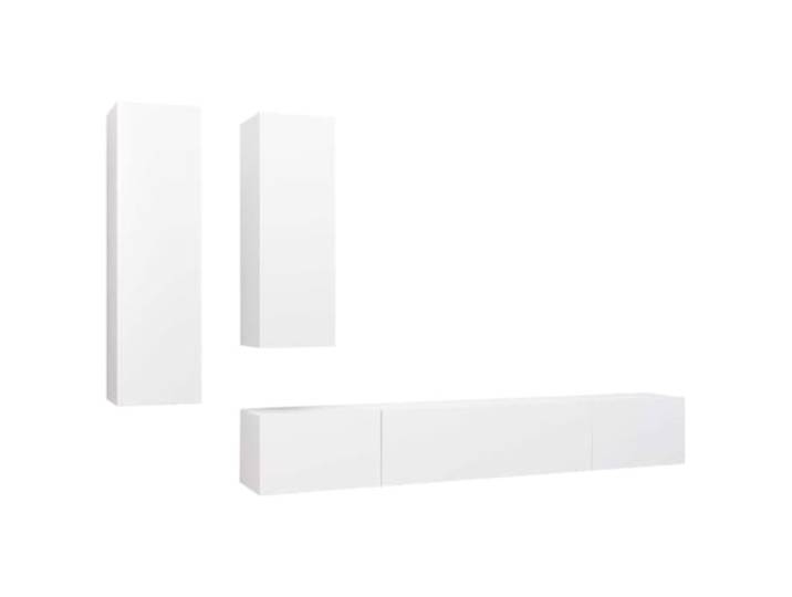 Makastle 4-TLG. TV-Schrank-Set Weiß Holzwerkstoff Wandmontage