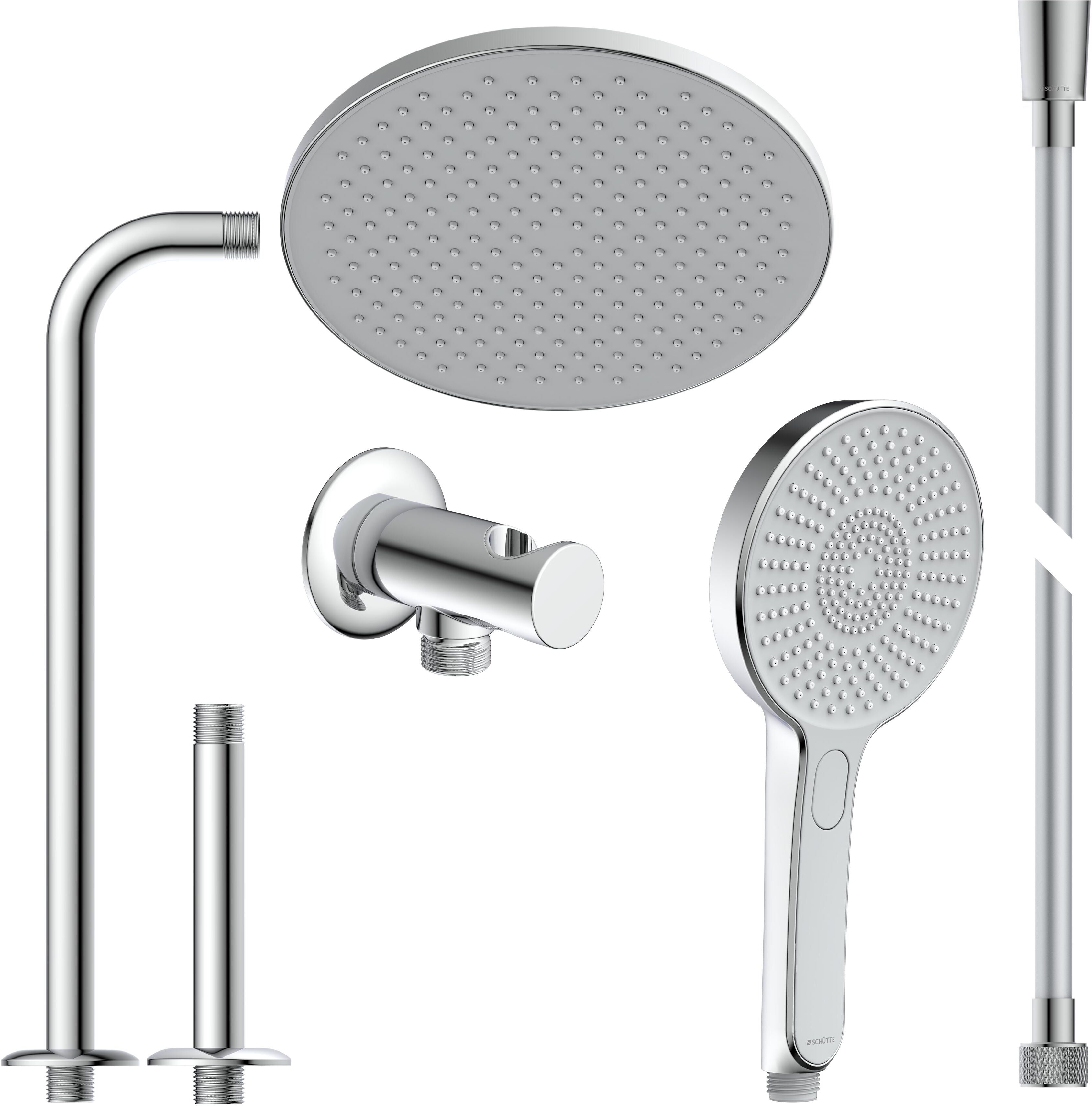 Duschsystem SCHÜTTE "AQUADOT", grau (chrom, hellgrau), ABS-Kunststoff, Brausegarnituren, Duschsystem, Überkopfbrauseset mit digitalem Duschsystem chrom, hellgrau Einheitsgröße