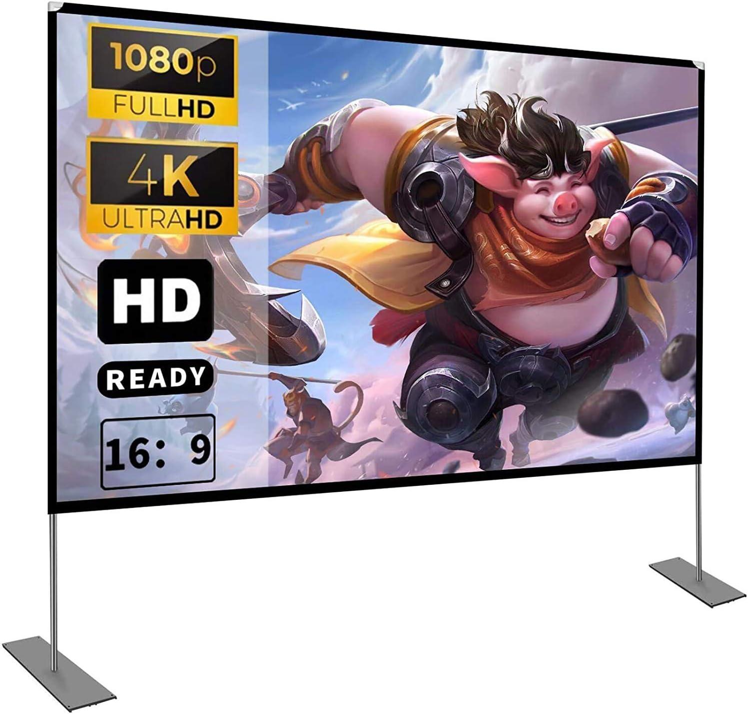 Projektionsleinwand 100 Zoll, 4K HD, 16:9, faltbare Projektionsleinwand, waschbar, tragbar, knitterarm, für Videoprojektoren, doppelseitige Projektion