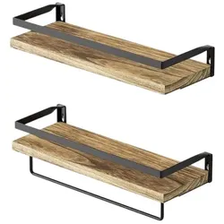 Relaxdays Wandregal 2er Set Hellbraun,Schwarz