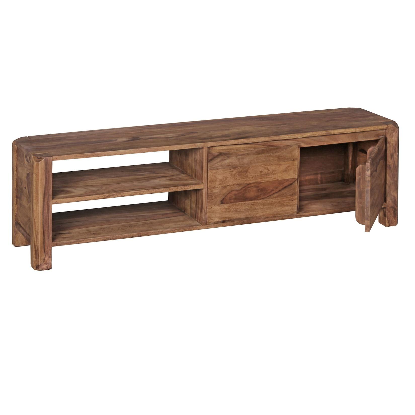 KADIMA DESIGN Lowboard TEKO: Massivholz, viel Stauraum, Sheesham, 4 Holzbeine