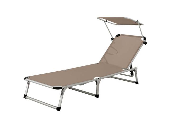 Liegestuhl Lyon mit Sonnendach braun-beige