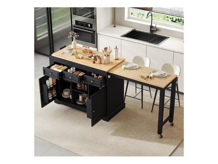 LuxusKollektion Bartisch Bartisch Ausziehbar Schwarz 188x45x92cm (1-St)