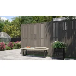 Zaun Tangent - Holzzaun in der Farbe Umbragrau - Zaunelement in der Größe 180 x 180 cm aus Kiefern-/Fichtenholz - Sichtschutz für Garten & Terrasse