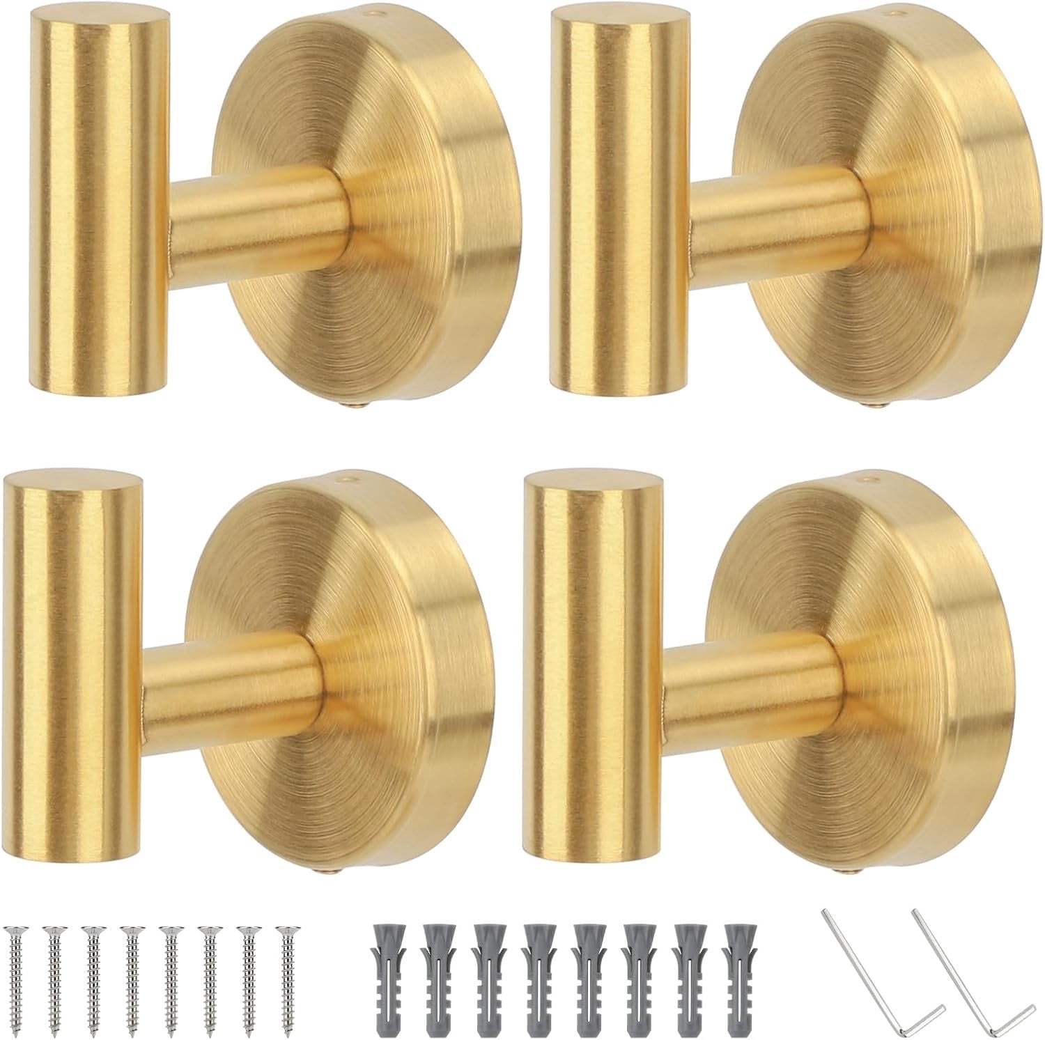 Set van 4 gouden wandhaken van roestvrij staal voor handdoeken en kleding