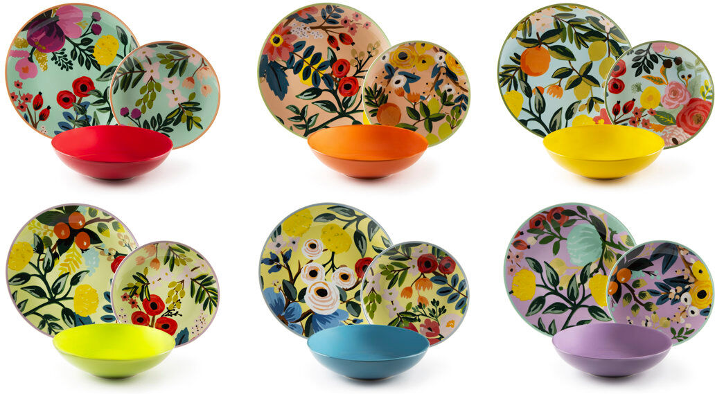 Excelsa Fiori Frida Dinnerware Set 18 Piece - Service for 6 Multicolor 18