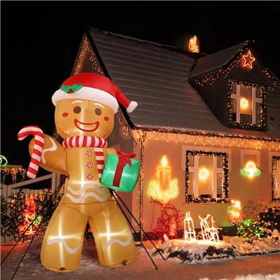 PRiME Christmas Inflatables Gingerbread Man, Outdoor Xmas Yard Decorations, Gift Pack With LED Lights For Lawn w lyc 097 2.4m