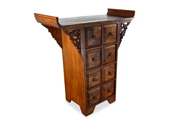 livasia Asiatische Kommode aus Massivholz – 85x40x90cm – Handgeschnitzte Anrichte aus nachhaltigem Akazienholz, Nachhaltig, Asiatische Eleganz für Zuhause