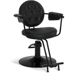 BarberPub Friseurstuhl mit Hydraulikpumpe 360° Drehbar, Friseureinrichtung Barber Chair Höhenverstellbar, Barber Stuhl Friseursessel PVC Kunstleder Vintage, 3159 (Schwarz)