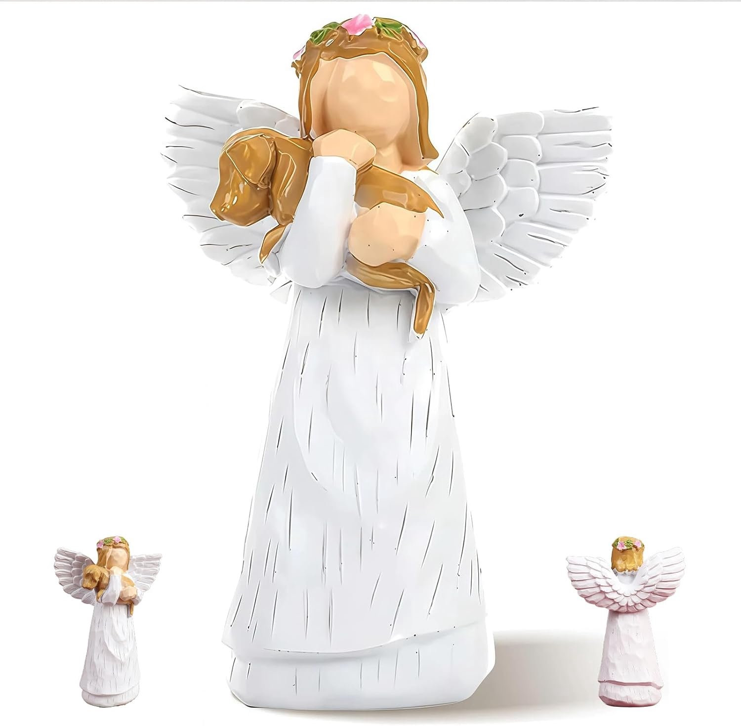 Handbeschilderd engel figuur voor honden van hars - Beschermengel decoratie - ShopVlot