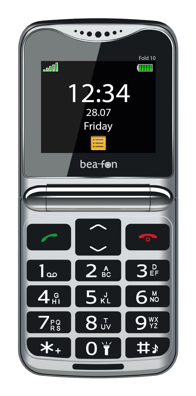 Beafon 2G Smartphone 5,59 cm (2.2 Zoll) Single SIM Fold 10 (Schwarz, Silber) FOLD10_EU002B