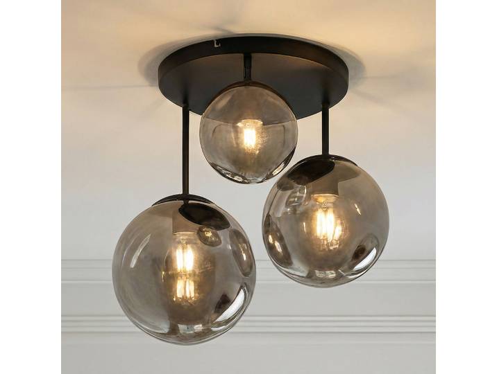 Teeja 3 Round Deckenleuchte Smoke - Lindby - Wohnzimmer - Modern - Glas - Mehrflammig
