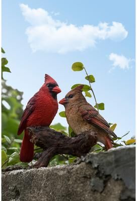 Hi-Line Gift Cardinal Couple on Stump Garden Statue