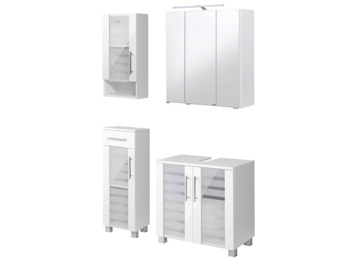 Badmöbel-Set WELLTIME Jaca , weiss (weiß), Kastenmöbel-Sets, Badmöbel-Set, Badmöbel-Set mit hochglanz Fronten