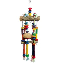 Papageienspielzeug Hanf und Holz 63 cm